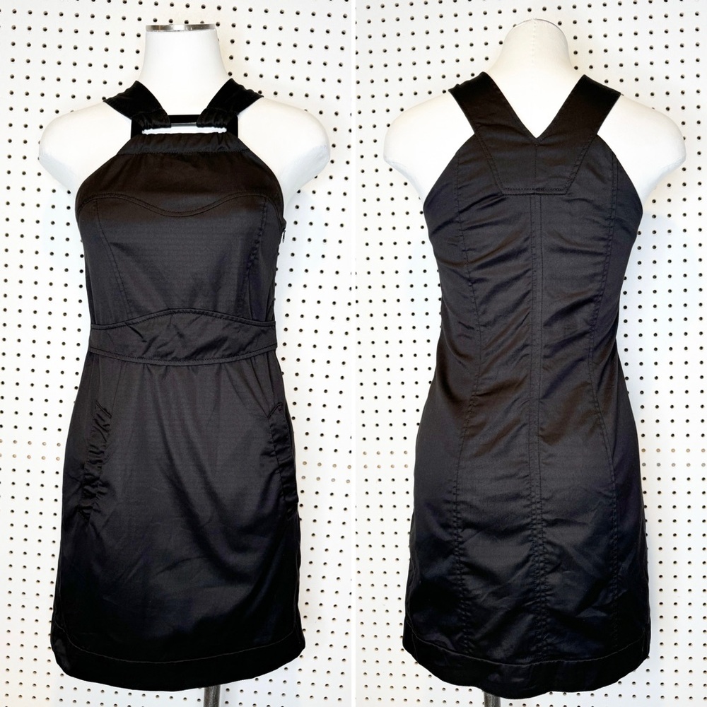 French Connection | Vintage Y2K Little Black Dress LBD w/‎ Geometric Halter Neck